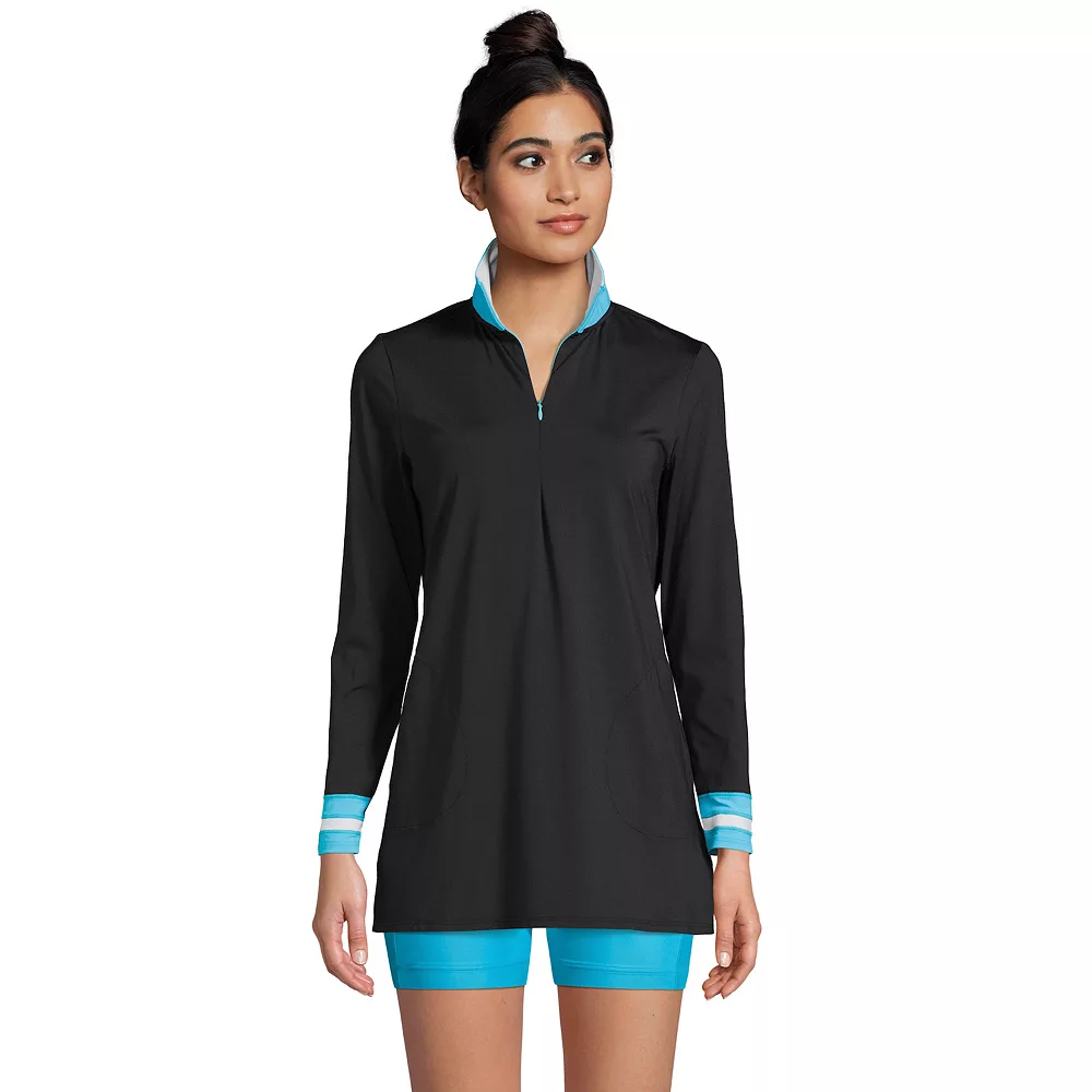 Women's Lands' End UPF 50 Colorblock Quarter-Zip Rash