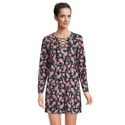 Women's Lands' End V-neck Tunic Swim Cover-Up Shirtdress