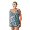 Plus Size A Shore Fit Pacifico V-Neck Flyaway One-Piece Swim Dress