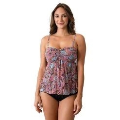 Women's A Shore Fit Coastal Mesh Bandeau Flared Swim Top