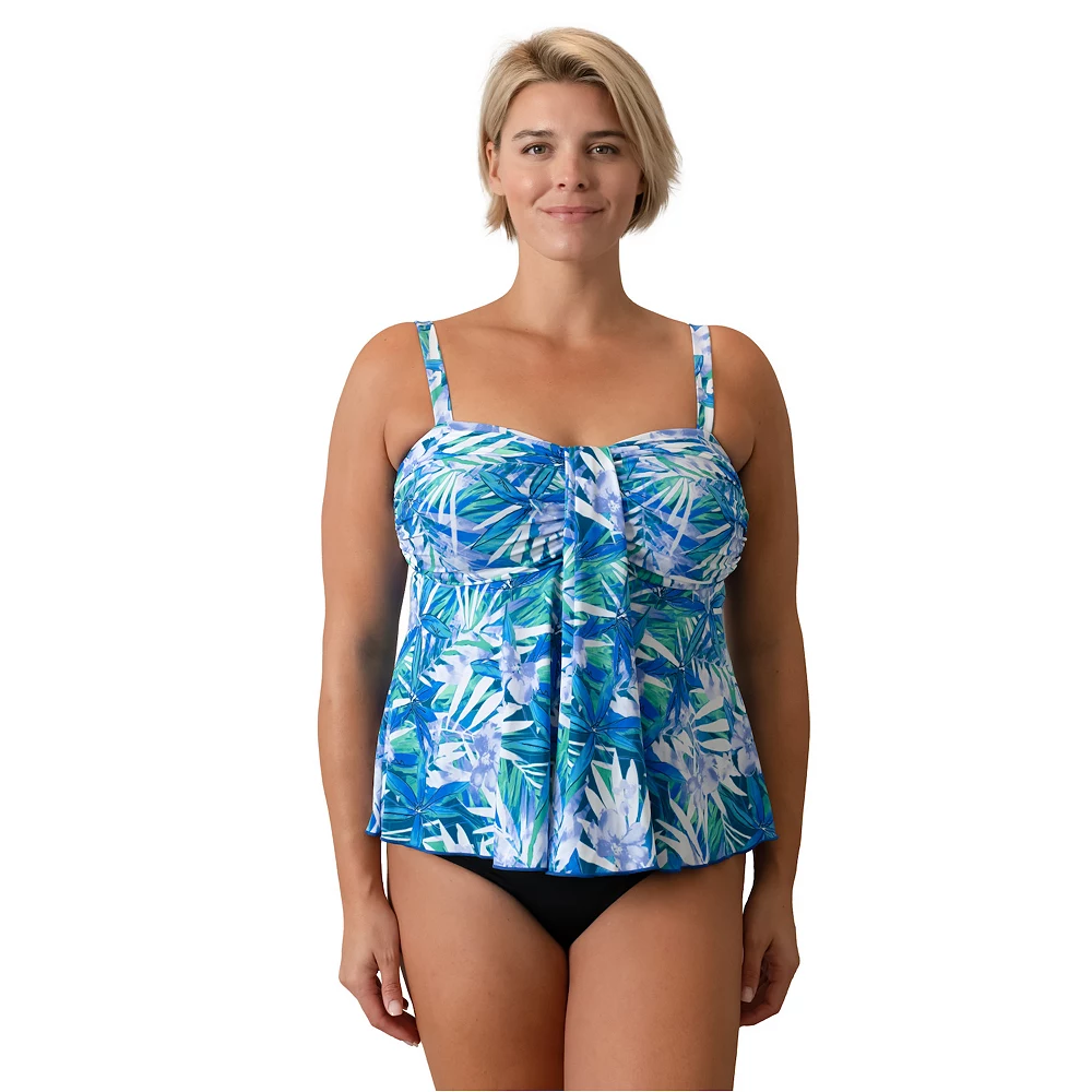 Plus Size A Shore Fit Waterfall Swim Top