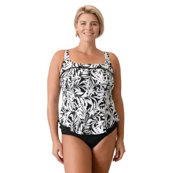 Plus Size A Shore Fit Squareneck U-Hem Swim Top