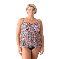 Plus Size Del Raya Lace-Up Bandeau Mesh Tankini Top