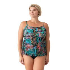 Plus Size Del Raya Lace-Up Bandeau Mesh Tankini Top