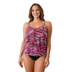 Women's Del Raya Asymmetrical 3-Tier Mesh Tankini Top