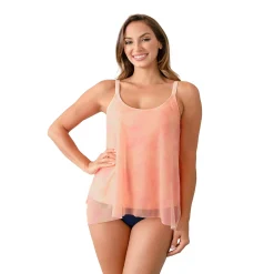 Women's Del Raya Tummy Slimmer High-Low Printed Mesh Tankini Top