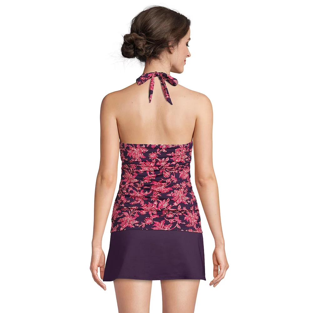 Women's Lands' End Long Torso Chlorine Resistant Halter Tankini Swim Top - Image 2