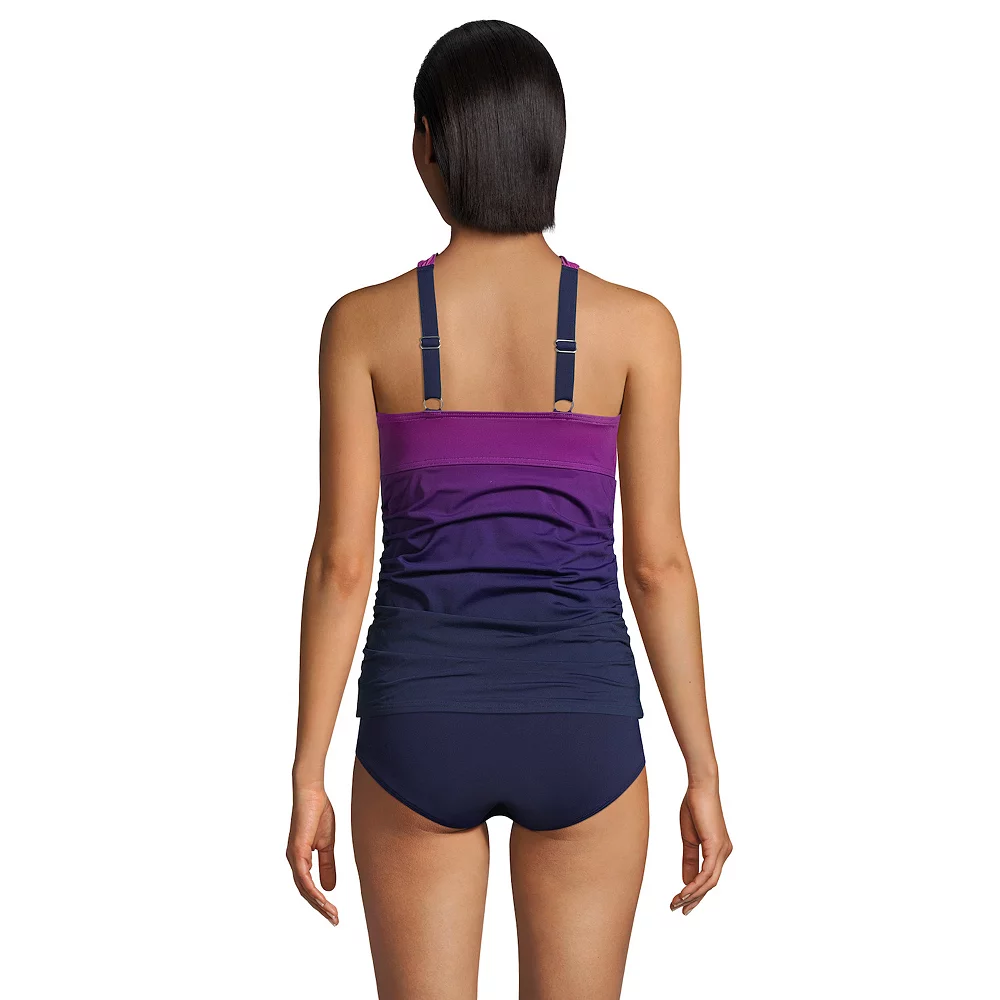 Women's Lands' End D-Cup Chlorine Resistant One Shoulder Multi Way Tankini Swim Top - Image 2
