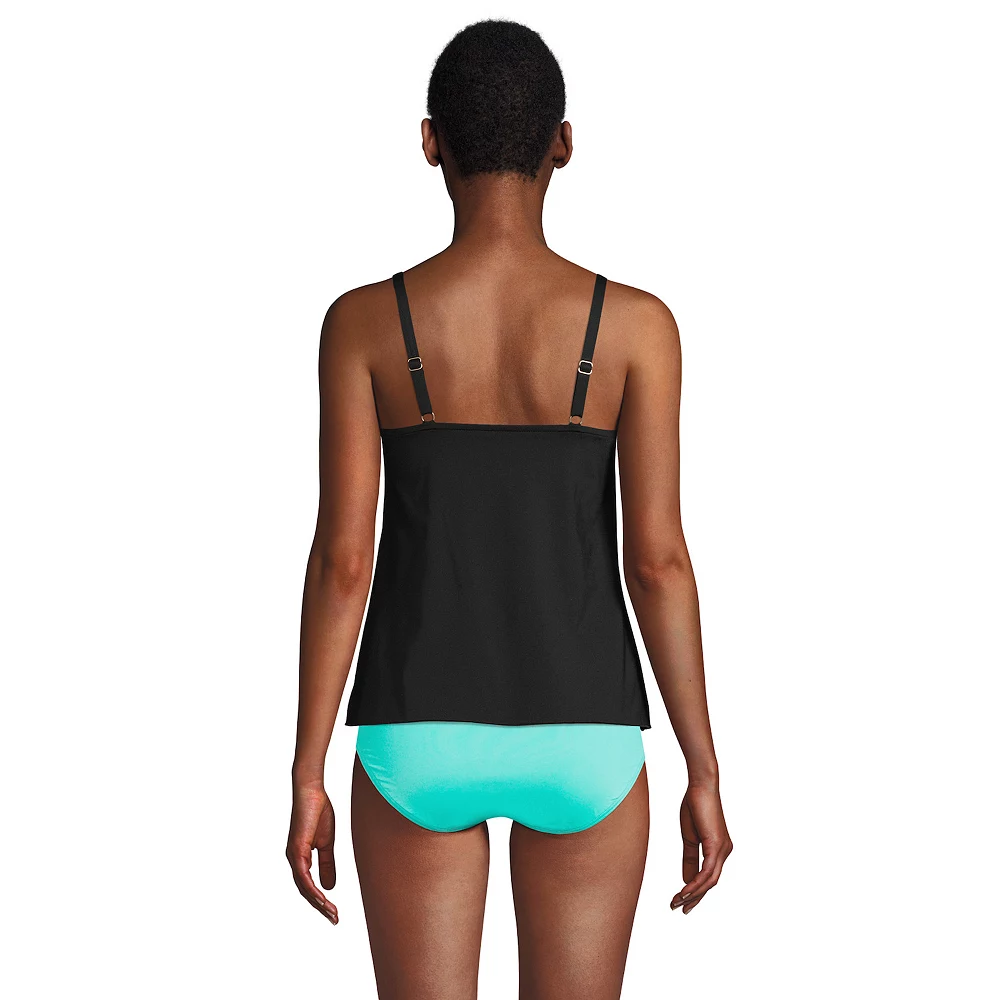 Women's Lands' End Long Torso Chlorine Resistant Tulip Hem Tankini Swim Top - Image 2