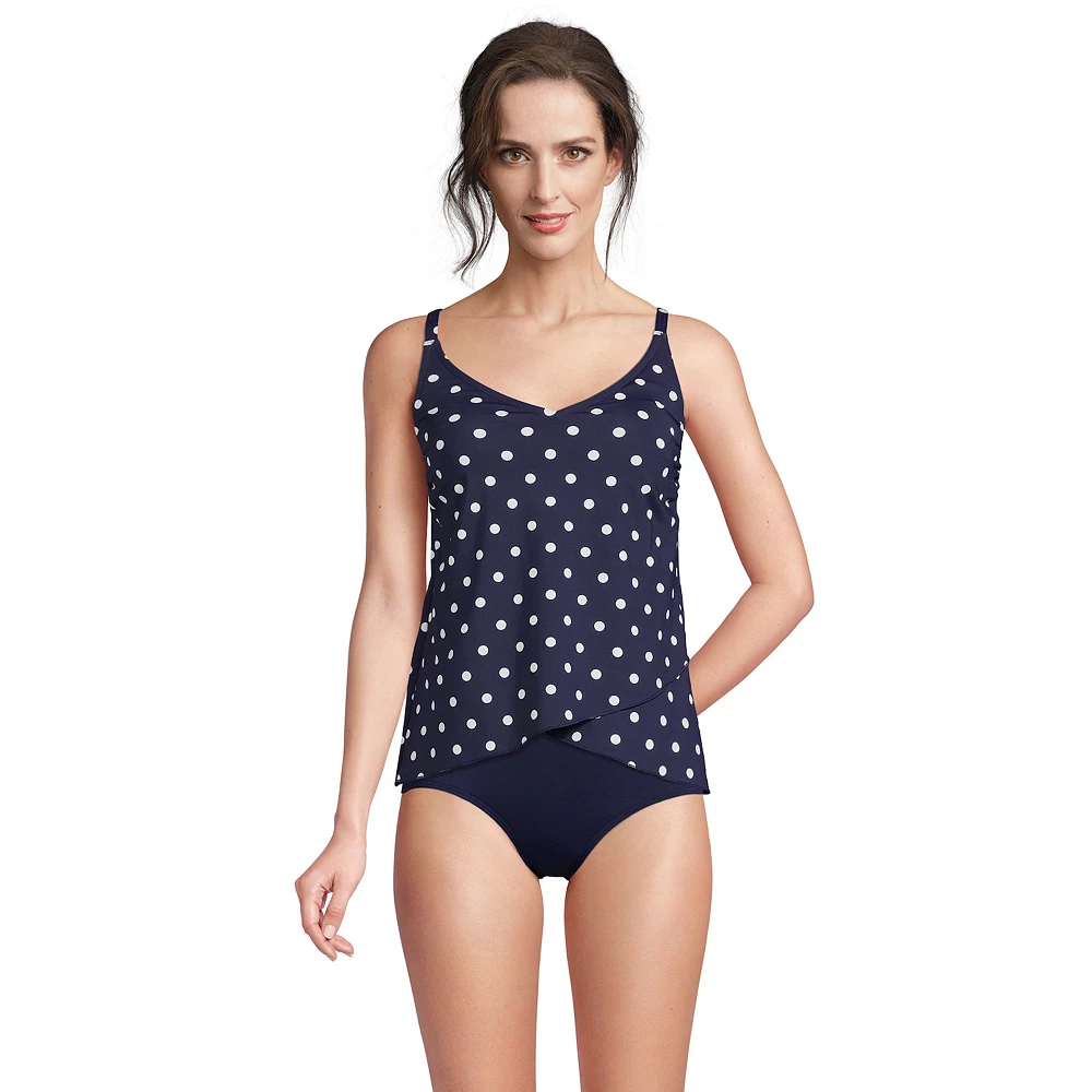 Women's Lands' End D-Cup Chlorine Resistant Tulip Hem Tankini Swim Top