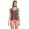 Women's Lands' End Long Torso Chlorine Resistant V-Neck Tulip Hem Tankini Swimsuit Top With Adjustable Straps