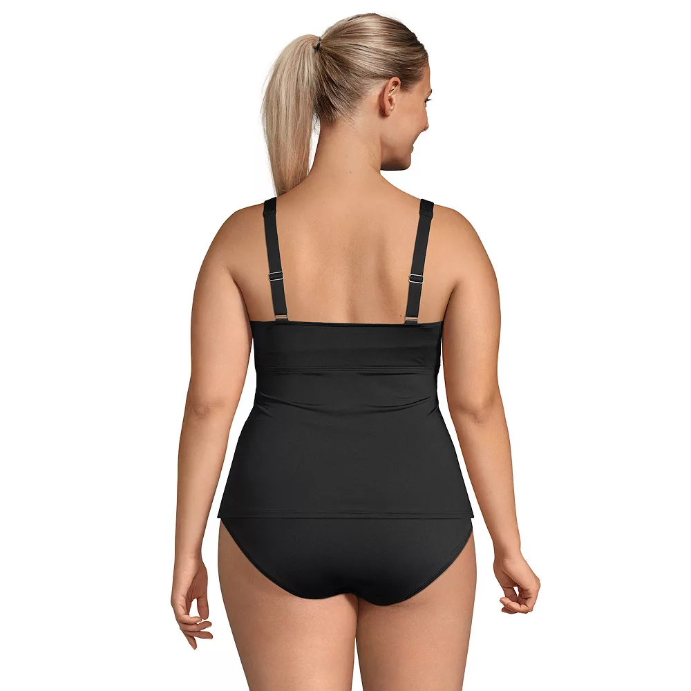 Plus Size Lands' End DDD-Cup Chlorine Resistant V-Neck Wrap Wireless Tankini Swimsuit Top - Image 2