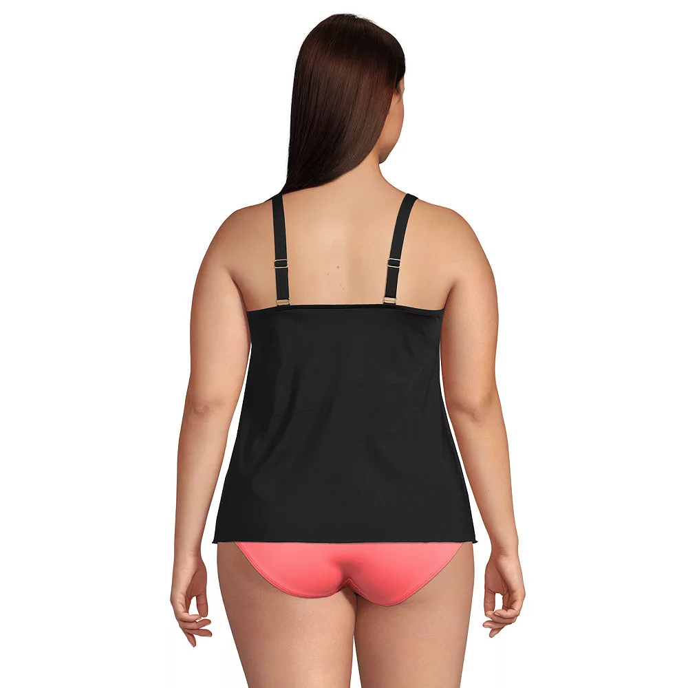 Plus Size Lands' End DDD-Cup Chlorine Resistant V-Neck Tulip Hem Tankini Swimsuit Top - Image 2