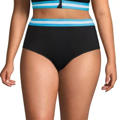 Plus Size Lands' End Chlorine Resistant Pocket High-Waisted Bikini Swim Bottoms